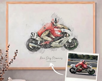 Personalised Motorbike Sketch Custom Motorcycle Portrait Biker Artwork Bespoke Motorbike Illustration Unique Rider Gift Customized Motorbike