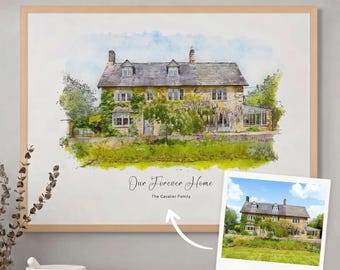 Custom Watercolor Home Portrait, Personalized Housewarming Gift, Realtor Closing Art