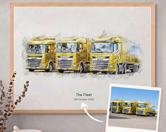 Custom Truck Sketch Portrait: Vehicle Artwork for Hauliers