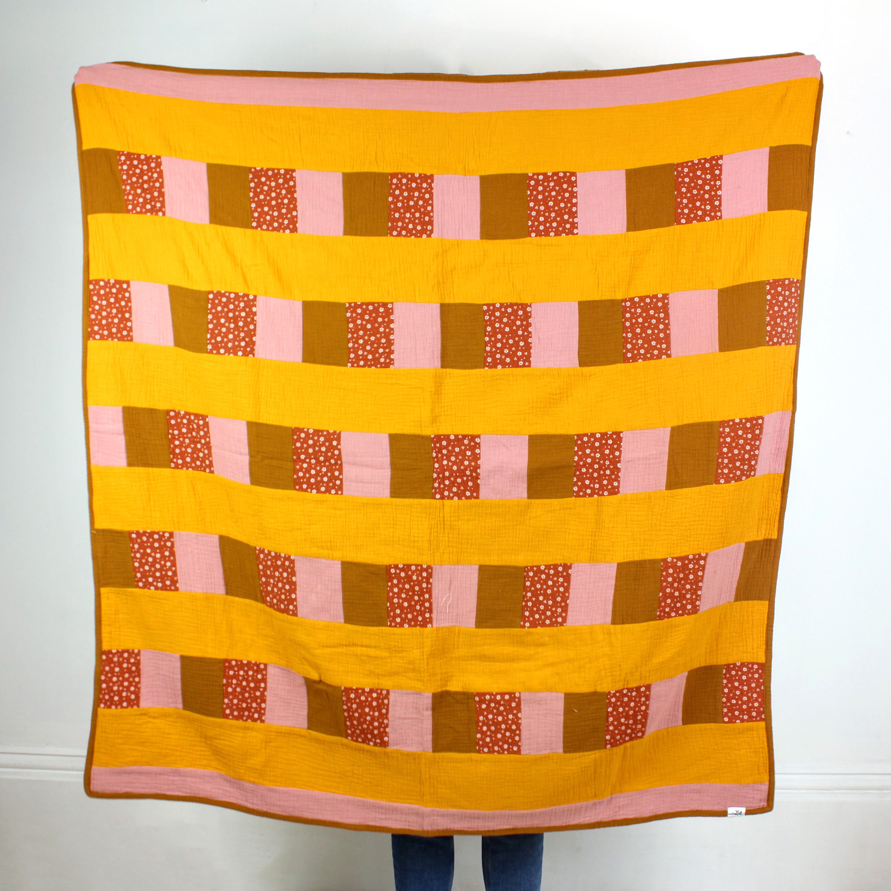 Handmade Double Layered Muslin Quilt Yellow Stripe Etsy