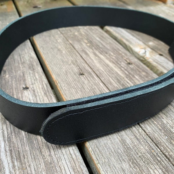 Black Leather Belt With Velcro Closure - Velcro Leather Belt For Men - Leather Belt Unisex - Handmade Leather Belt Fits All