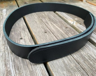 Black Leather Belt With Velcro Closure - Velcro Leather Belt For Men - Leather Belt Unisex - Handmade Leather Belt Fits All