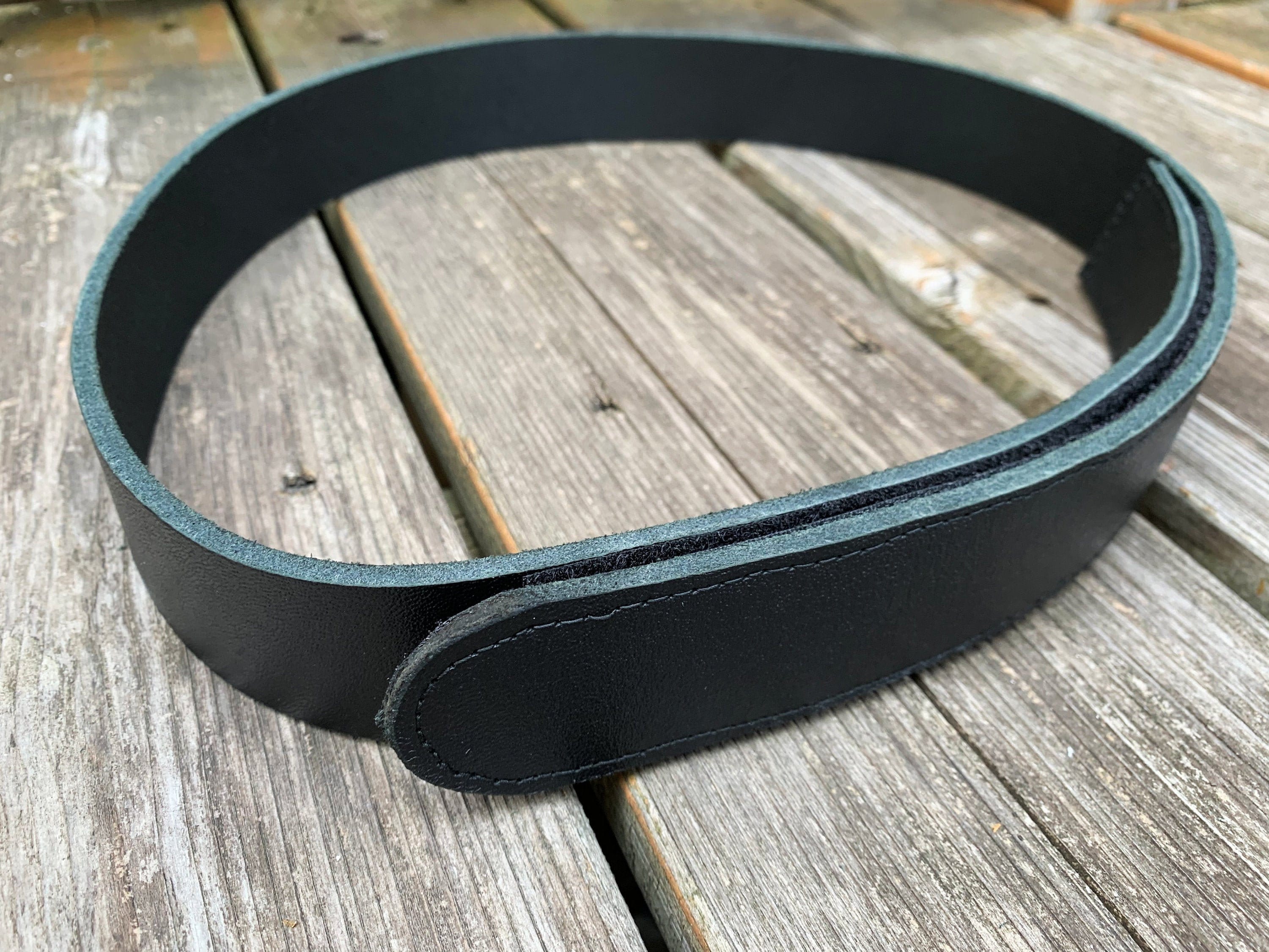 Black Leather Belt With Velcro Closure Velcro Leather Belt for Men