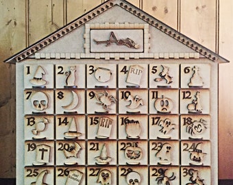 Halloween-adventskalender - 31 dagars nedräkning till läskiga tider! I lantlig stil, måla din egen eller färdigmålad.