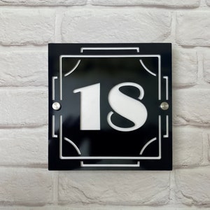 Art Deco House Number.  Clear and Readable. Long life Outdoors. House Number or Mailbox Number Art Deco, 1920&#39;s, 1930&#39;s style Black & White