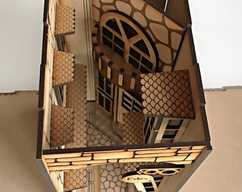 Knockturn Alley mit Lichtern - Komplettes Kit Book Nook Kit, Kein Werkzeug Erforderlich.  Potter inspiriert aus der Winkel Allee