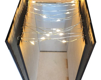 Book Nook Blank with USB LED lights and Mirror  - Deluxe blank for you to create your own diorama in a book