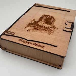 Gormenghast Wood Book Box - for Mervyn Peake and Titus fans - cherry wood box in the style of a book