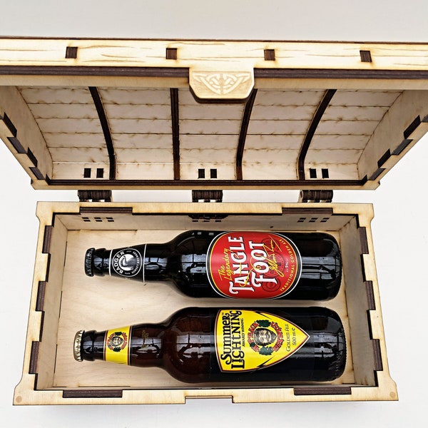 Boozy Drinks Treasure Chest - Boîte en bois pour bouteilles de spiritueux ou de vin.   Whisky, Bonbons, Boîte à cigares