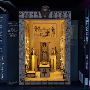 Egyptian Pharaoh&#39;s Tomb Book Nook, USB lights and glue your complete kit.  Sarcophagus under the pyramids