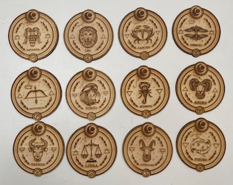 Star Sign Coasters:  Horoscope, astrology based wooden coasters