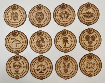 Star Sign Coasters:  Horoscope, astrology based wooden coasters