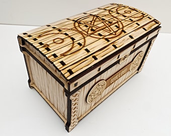 x Pentagram/Moon Goddess Large Chest - Stash for witches, pagans, worshippers.  Large box for spells, books, herbs, paraphernalia