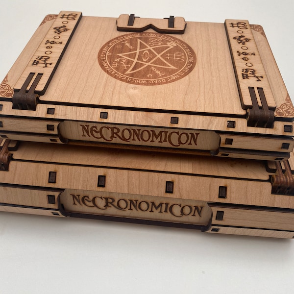 Cthulhu Necronomicon Book Box.   Unusual Keepsake.  Lovecraft Cherry Wood Box