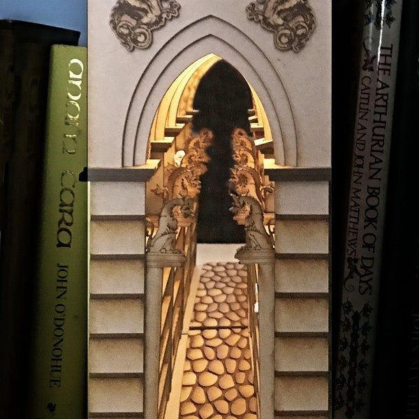 Wizards Library Book Nook - Complete Kit with Glue and USB Lights and Instructions