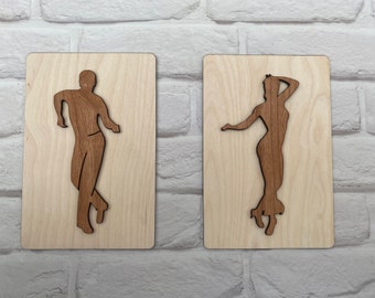 Dancing Ladies and Gents Toilet Signs - Clever Wooden Signs for your dance studio bathrooms