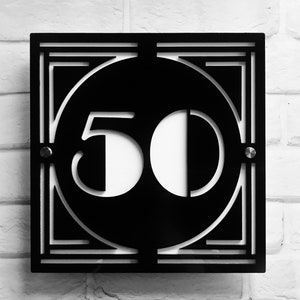 Art Deco House Number.  Clear and Readable. Long life Outdoors. House Number or Mailbox Number Art Deco, 1920&#39;s, 1930&#39;s style Black & White