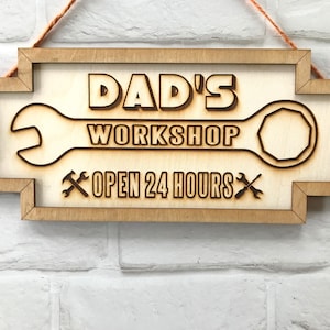 Dad&#39;s Workshop - Gift, Fathers Day, Fun Sign, Indoor Sign