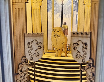 Lions, lantaarnpaal, winterboekenhoekje - complete set met USB-verlichting.  Geïnspireerd door CS Lewis/Narnia