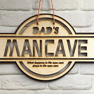 Personalised Man Cave Sign:   Gift, Fathers Day, Grandad, Uncle, Fun Sign, Indoor Sign.  Birthday or Xmas Present