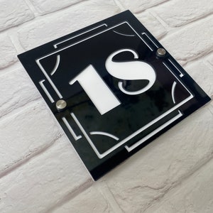 X Art Deco House Number.  Long life Outdoors House Number or Mailbox Number Art Deco, 1920&#39;s, 1930&#39;s style Black & White