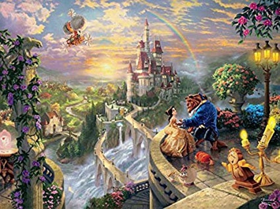 Beauty and the Beast Disney Princess Thomas Kinkade Puzzle Turned Artwork!