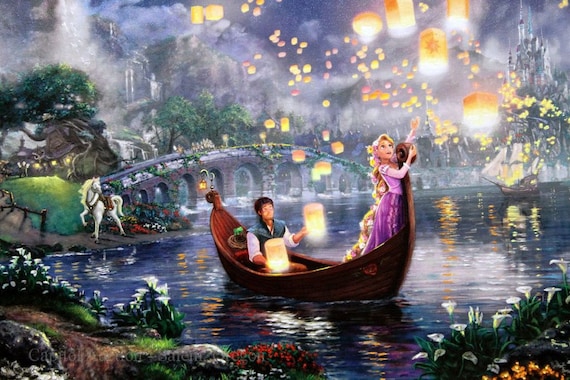 Tangled Disney Princess Thomas Kinkade Puzzle Turned Artwork 