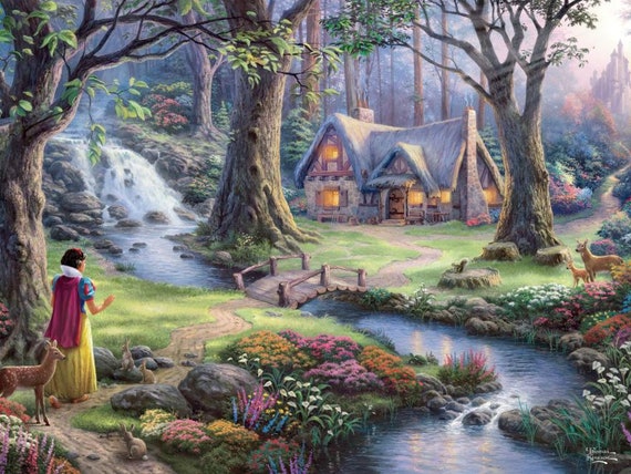 Snow White Disney Princess Thomas Kinkade Puzzle Turned Artwork!