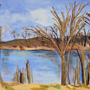 Acrylic painting, Latin American Art, Collage on Canvas - Winter