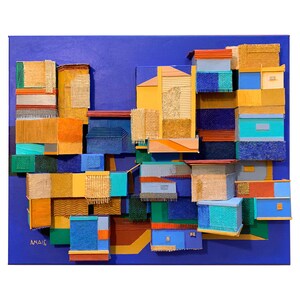 Acrylic painting, Latin American Art, Collage on Canvas - Vals Criollo