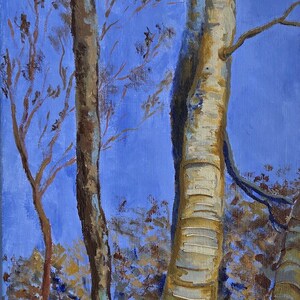 Acrylic painting, Latin American Art, Collage on Canvas - Cielo Azul
