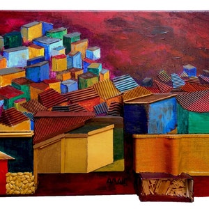 Acrylic painting, Latin American Art, Collage on Canvas - Maremagnum