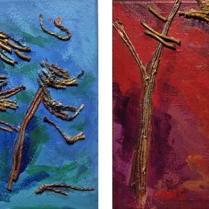 Acrylic painting, Latin American Art, Collage on Canvas - Ventisca