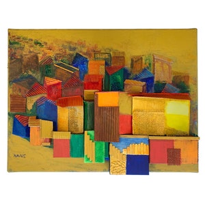 Acrylic painting, Latin American Art, Collage on Canvas - Pasión