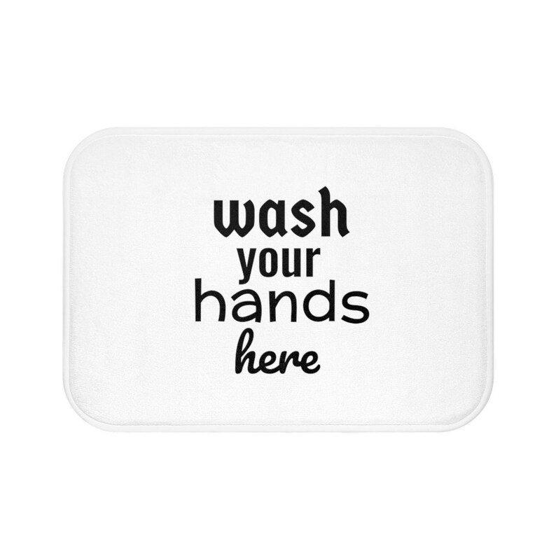 Wash Your Hands Here Bath Mat White Bath Mat Minimalist Etsy