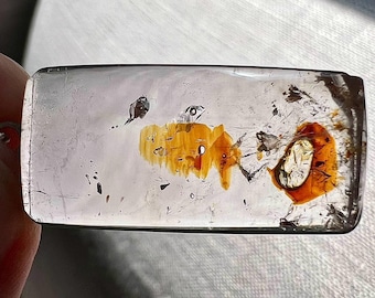 Petroleum quartz Enhydro silver pendant with multiple bubbles - rock crystal petroleum inclusion - firefly golden enhydro - ID A0411