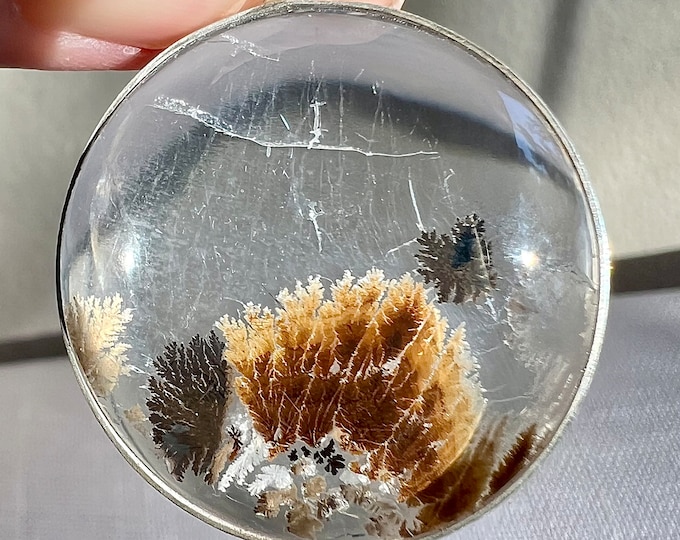 Inclusion - Rare 3 color dendrites - Cabochon quartz rock crystal with superb dendrite inclusions in 3 different colors! - IDA 0357