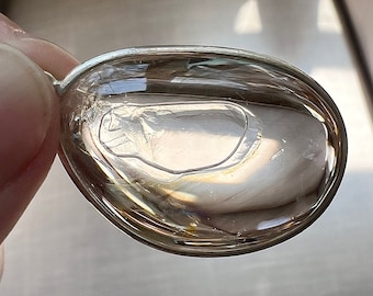 Enhydro - Quartz rock crystal enhydro pendant with xlarge bubble - ID A0197