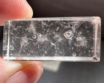 Rare Enhydro - unmounted quartz rock crystal with bubble in fluorite crystal - display / jewelry - ID A0307