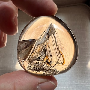 Petroleum quartz &quot;golden&quot; firefly cabochon- quartz rock crystal polished specimen with petroleum ID A0169