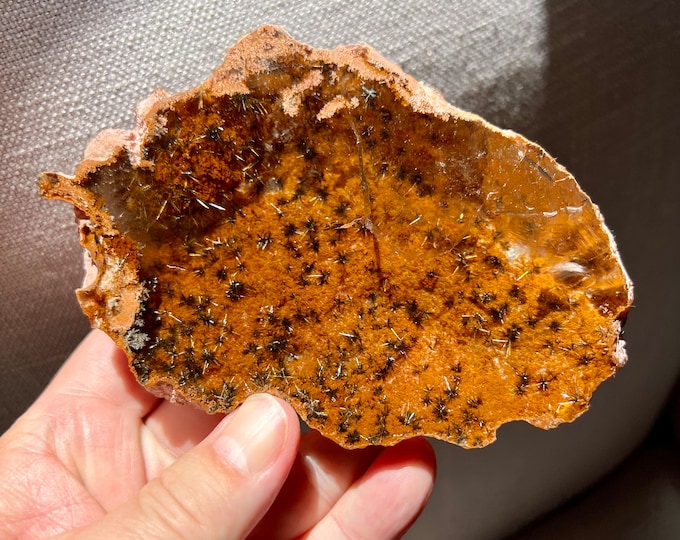 Rare specimen Rock Crystal with rutile formations from Brazil - Like a Geode - Collector piece ID A0258