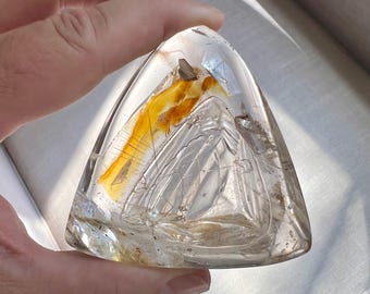 Inclusion - Massive quartz rock crystal with golden healer and internal crystal inclusions - collector ID A0651