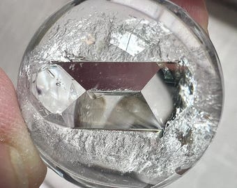 ON HOLD Inclusion - quartz rock crystal sphere ball with a large internal crystal formation - ID A0610