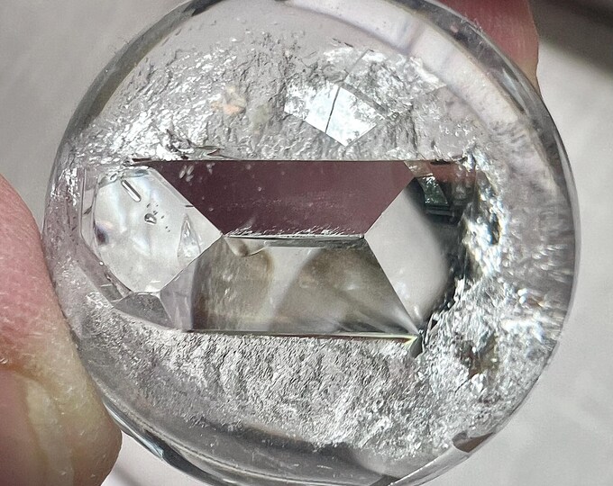 ON HOLD Inclusion - quartz rock crystal sphere ball with a large internal crystal formation - ID A0610