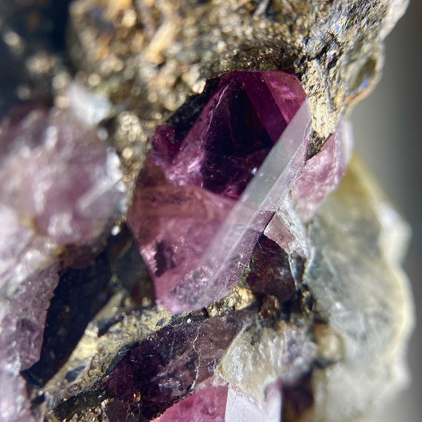 RESERVED - Spinel specimen Tajikistan - gemmy spinel crystals on matrix with pyrite