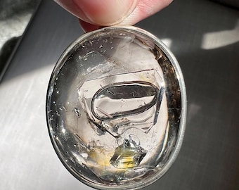 Superb Enhydro pendant with large bubble - quartz rock crystal inclusions - ID A0540