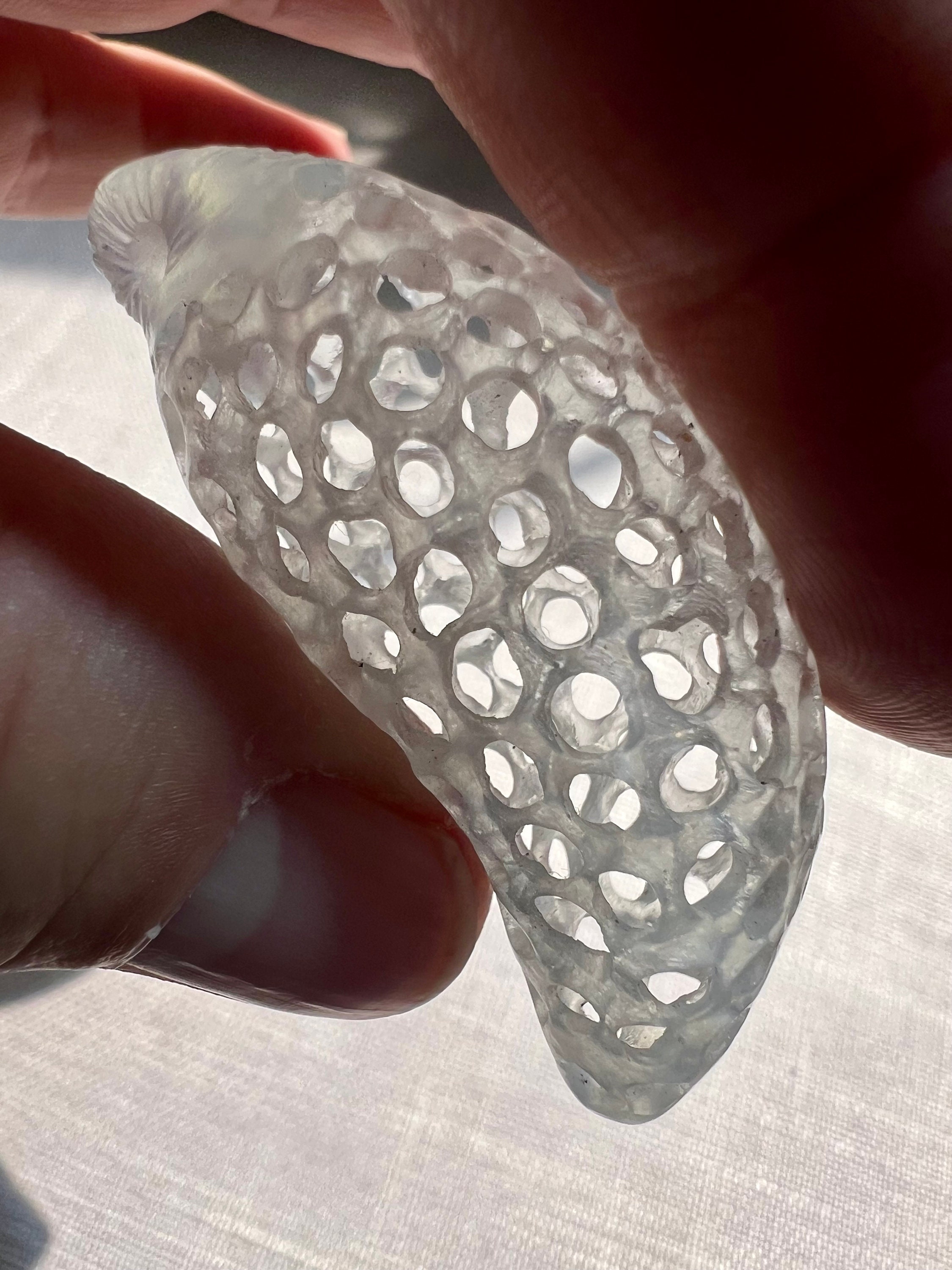 Exceptional intricate detailed crystal carving - small sculpture pendant #2  - Collector, fragile piece ID A0294