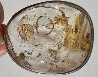 Enhydro pendant with large moving bubble, golden healer - quartz rock crystal inclusion - ID A0698