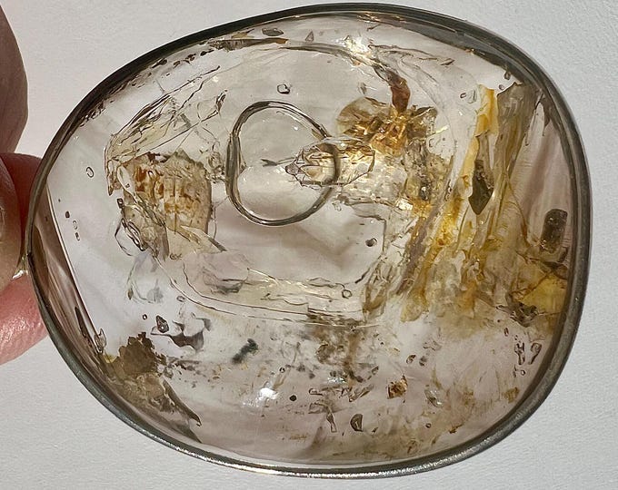 Enhydro pendant with large moving bubble, golden healer - quartz rock crystal inclusion - ID A0698