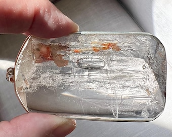 Superb Enhydro pendant with large moving bubble with lots of movement - quartz rock crystal Brazil - ID A0510